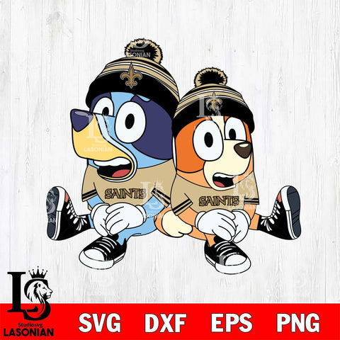 New Orleans Saints Bluey & Bingo Football Svg Eps Dxf Png File, NFL svg, Digital Download, Instant Download