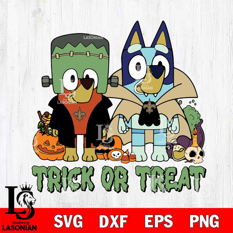 New Orleans Saints Bluey Halloween Trick or Treat Svg Eps Dxf Png File, Digital Download, Instant Download