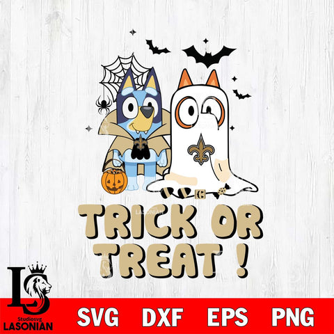 New Orleans Saints Bluey Trick or Treat Halloween Svg Eps Dxf Png File, Digital Download, Instant Download