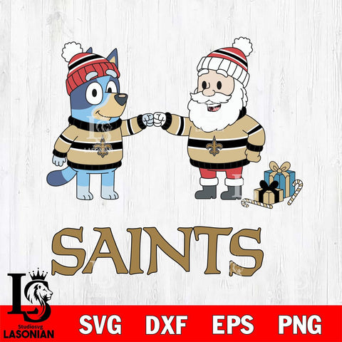 New Orleans Saints Bluey With Satan Christmas Cricut,Christmas SVG DXF EPS PNG FILE, Digital Download,Instant Download, Silhouette