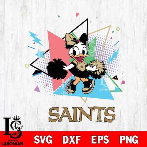New Orleans Saints Cute Daisy Duck Cheerleader SVG DXF EPS PNG FILE, Disney Father day File Cut,Digital Download,Instant Download,Disney Svg Files