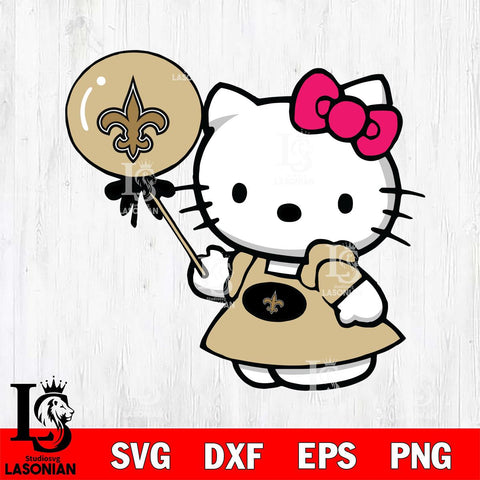 New Orleans Saints Cute Hello Kitty 2 Svg Eps Dxf Png File, Digital Download, Instant Download