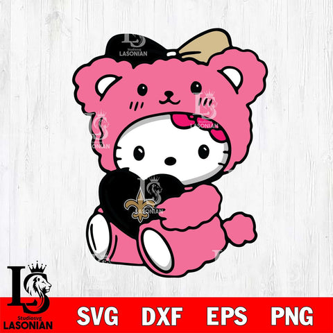 New Orleans Saints Cute Hello Kitty 3 Svg Eps Dxf Png File, Digital Download, Instant Download
