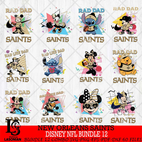 New Orleans Saints Disney Rad Dad NFL Bundle 12 SVG DXF EPS PNG FILE, Father day File Cut,Digital Download,Instant Download,Disney Svg Files