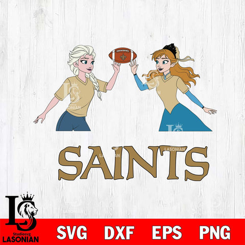 New Orleans Saints Elsa & Anna Football Cricut,Christmas SVG DXF EPS PNG FILE, Digital Download,Instant Download, Silhouette