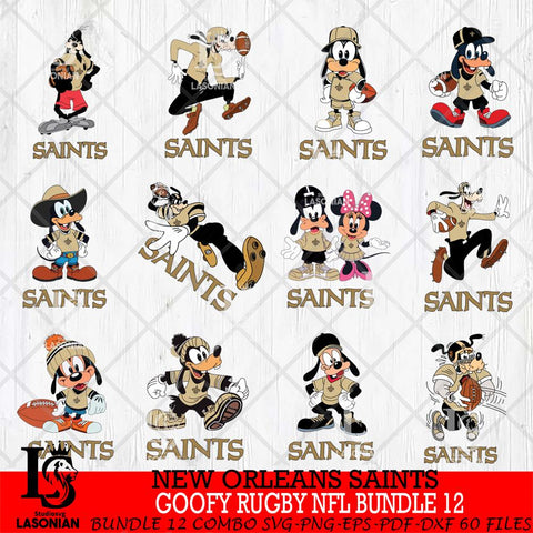 New Orleans Saints Goofy Rugby NFL Bundle 12 SVG DXF EPS PNG FILE,NFL bundle svg ,Football Digital Download,Instant Download, Silhouette