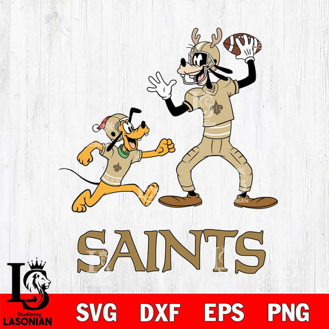 New Orleans Saints Goofy & Pluto Football Cricut,Christmas SVG DXF EPS PNG FILE, Digital Download,Instant Download, Silhouette