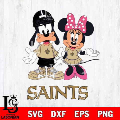 New Orleans Saints Goofy and Minnie mouse Football SVG DXF EPS PNG FILE,NFL Cricut ,Football Digital Download,Instant Download, Silhouette