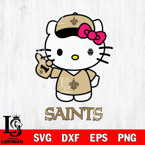 New Orleans Saints Hello Kitty Best Fan Svg Eps Dxf Png File, Digital Download, Instant Download