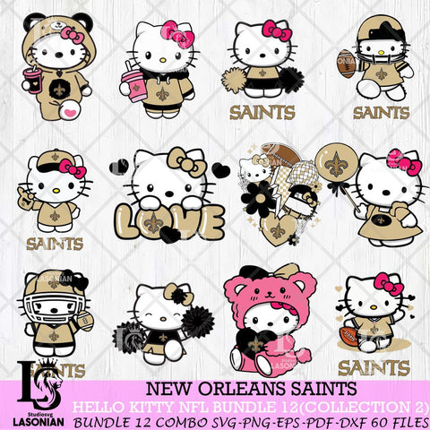 New Orleans Saints Hello Kitty Bundle 12 SVG Svg Eps Dxf Png File, Digital Download, Instant Download