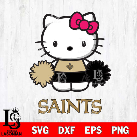 New Orleans Saints Hello Kitty Cheerleader 2 Svg Eps Dxf Png File, Digital Download, Instant Download