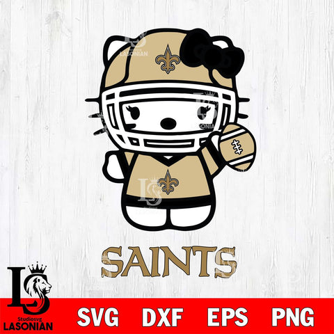 New Orleans Saints Hello Kitty Nfl 1 Svg Eps Dxf Png File, Digital Download, Instant Download