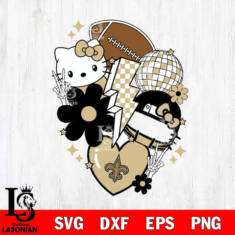 New Orleans Saints Hello Kitty Nfl 2 Svg Eps Dxf Png File, Digital Download, Instant Download