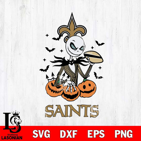 New Orleans Saints Jack Skellington 2 halloween Svg Eps Dxf Png File, Digital Download, Instant Download