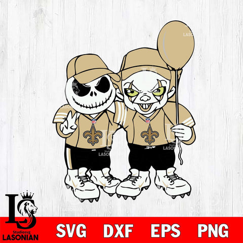 New Orleans Saints Jack Skellington And Pennywise Football Svg Eps Dxf Png File, Digital Download, Instant Download