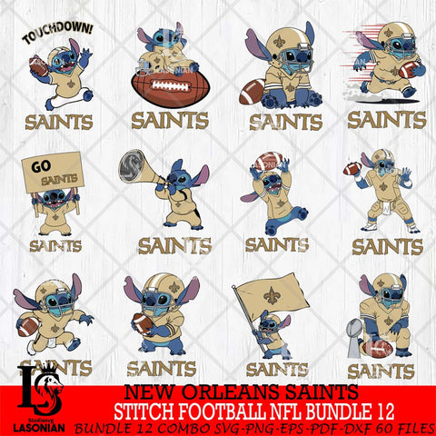 New Orleans Saints Lilo and stitch Football NFL Bundle 12 SVG DXF EPS PNG FILE, NFL File Cut, Digital Download,Instant Download, Silhouette, Cricut