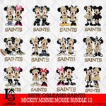 New Orleans Saints Mickey Minnie Mouse NFL Bundle 12 Svg Eps Dxf Png File, Bundle NFl svg , File Cut , Digital Download , Instant Download, Laser Cut Svg Files