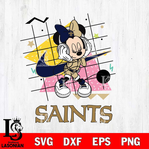 New Orleans Saints Minnie Mouse Dancing SVG DXF EPS PNG FILE, Disney Father day File Cut,Digital Download,Instant Download,Disney Svg Files