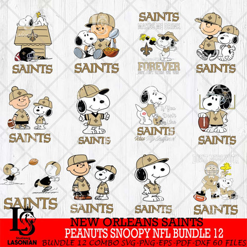 New Orleans Saints Peanuts Snoopy Player NFL Bundle 12 SVG DXF EPS PNG FILE,Snoopy File Cut, bundle nfl Digital Download,Instant Download, Silhouette