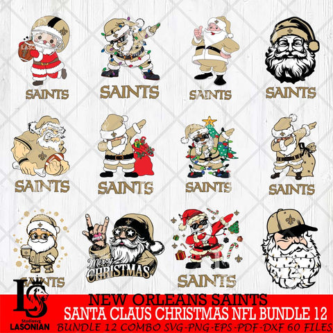 New Orleans Saints Satan Claus Christmas NFL Bundle 12 Svg Eps Dxf Png File,NFL Svg Files,Digital Download,Sublimation,Instant Download