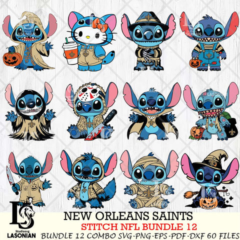 New Orleans Saints Stitch Horror Bundle 12 SVG Eps Dxf Png File, Bundle NFL svg, Digital Download, Instant Download