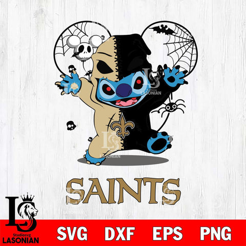 New Orleans Saints Stitch Horror Halloween 2 Svg Eps Dxf Png File, Digital Download, Instant Download