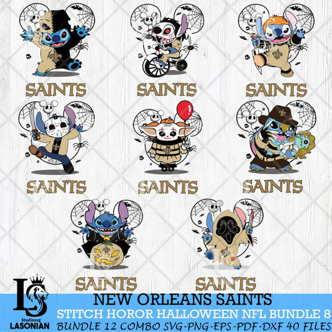 New Orleans Saints Stitch Horror Halloween Bundle 8 Svg Eps Dxf Png File, Digital Download, Instant Download