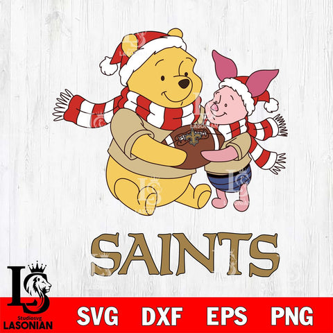 New Orleans Saints Winnie the Pooh & Piglet Football Cricut,Christmas SVG DXF EPS PNG FILE, Digital Download,Instant Download, Silhouette