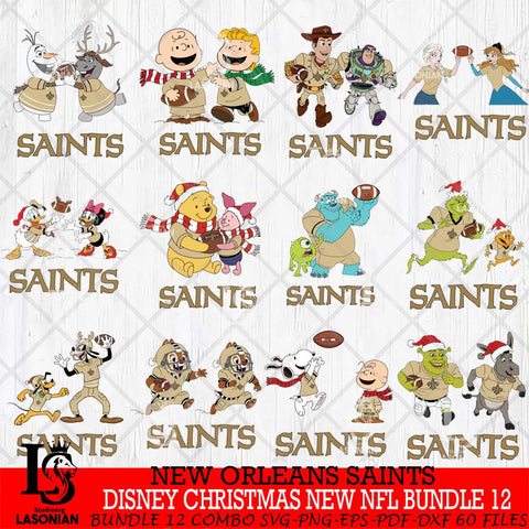 New Orleans Saints  Disney Christmas New NFL Bundle 12 Cricut,Christmas SVG DXF EPS PNG FILE, NFL Digital Download,Instant Download, Silhouette