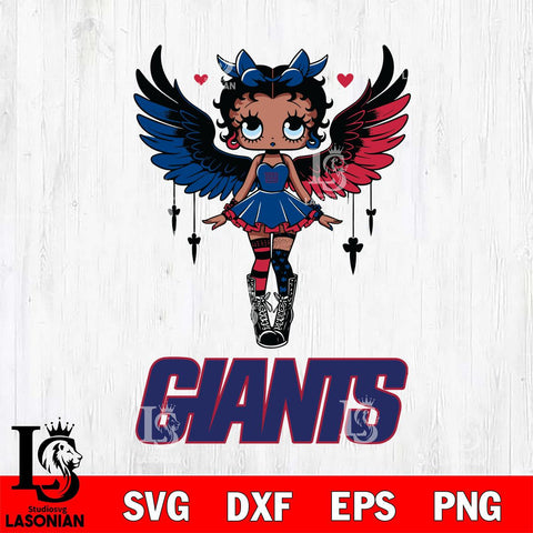 New York Giants Anglel Black Fan Girl Betty Boop Svg Eps Dxf Png File, Digital Download, Instant Download