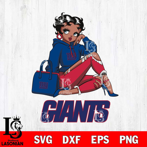 New York Giants Awesome Black Fan Girl Betty Boop Svg Eps Dxf Png File, Digital Download, Instant Download