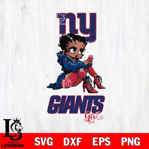New York Giants Beauty Black Fan Girl Football Svg Eps Dxf Png File, Digital Download, Instant Download