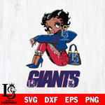 New York Giants Betty Boop Black Fan Girl Svg Eps Dxf Png File, Digital Download, Instant Download