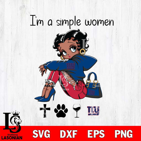 New York Giants Betty Boop Black Fan I Am Simple Women Svg Eps Dxf Png File, Digital Download