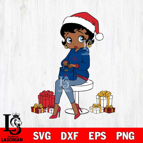 New York Giants Betty Boop Sit Christmas File Cut, NFL SVG DXF EPS PNG PDF File, Digital Download , Criucut , Silhouette