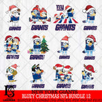 New York Giants Bluey Christmas NFL Bundle 12 Svg Eps Dxf Png File,Cut Svg Files, Digital File, Sublimation