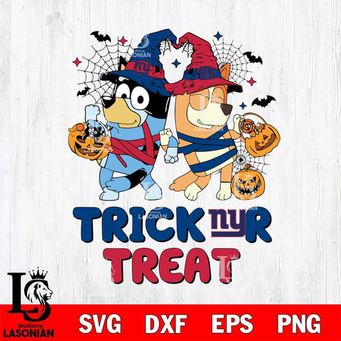New York Giants Bluey Trick or Treat Halloween 2 Svg Eps Dxf Png File, Digital Download, Instant Download