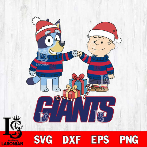 New York Giants Bluey With Charlie Brown Christmas Cricut,Christmas SVG DXF EPS PNG FILE, Digital Download,Instant Download, Silhouette