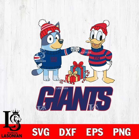 New York Giants Bluey With Donald Duck Christmas Cricut,Christmas SVG DXF EPS PNG FILE, Digital Download,Instant Download, Silhouette