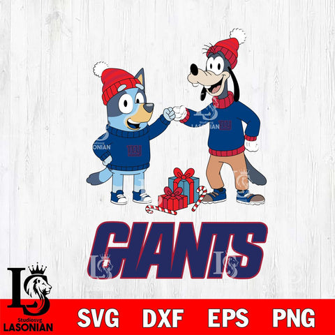 New York Giants Bluey With Goofy Christmas Cricut,Christmas SVG DXF EPS PNG FILE, Digital Download,Instant Download, Silhouette