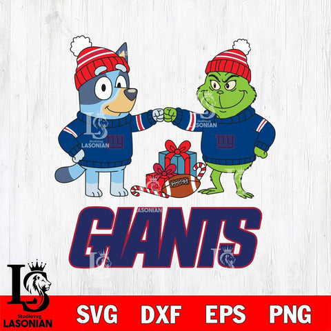 New York Giants Bluey With Grinch Christmas Cricut,Christmas SVG DXF EPS PNG FILE, Digital Download,Instant Download, Silhouette