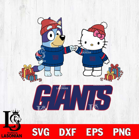 New York Giants Bluey With Hello kitty Christmas Cricut,Christmas SVG DXF EPS PNG FILE, Digital Download,Instant Download, Silhouette