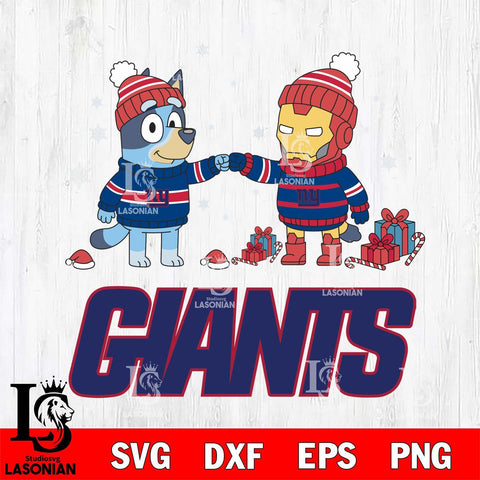 New York Giants Bluey With Iron man Christmas Cricut,Christmas SVG DXF EPS PNG FILE, Digital Download,Instant Download, Silhouette