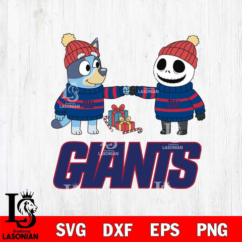 New York Giants Bluey With Jack Skellington Christmas Cricut,Christmas SVG DXF EPS PNG FILE, Digital Download,Instant Download, Silhouette