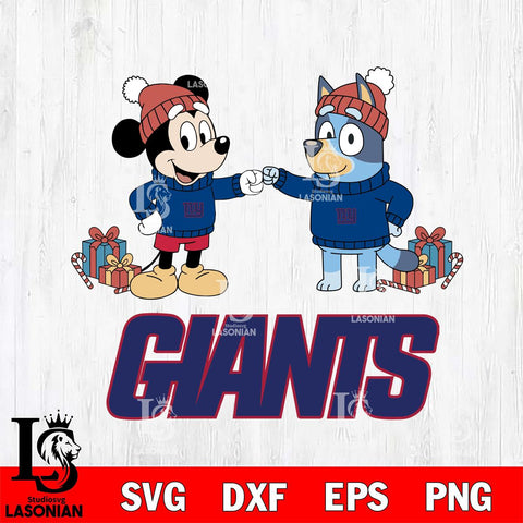 New York Giants Bluey With Mickey Christmas Cricut,Christmas SVG DXF EPS PNG FILE, Digital Download,Instant Download, Silhouette