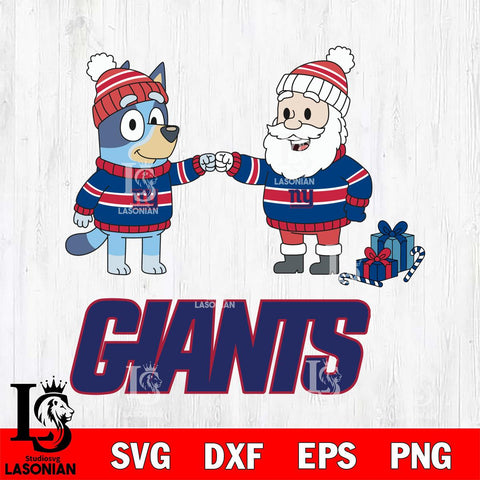 New York Giants Bluey With Satan Christmas Cricut,Christmas SVG DXF EPS PNG FILE, Digital Download,Instant Download, Silhouette