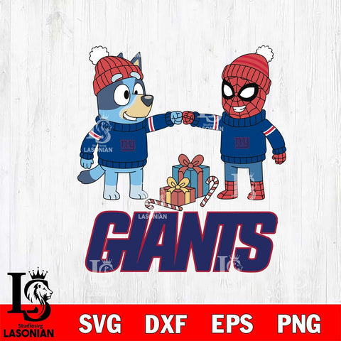 New York Giants Bluey With Spider man Christmas Cricut,Christmas SVG DXF EPS PNG FILE, Digital Download,Instant Download, Silhouette