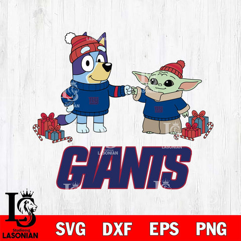 New York Giants Bluey With Yoda Christmas Cricut,Christmas SVG DXF EPS PNG FILE, Digital Download,Instant Download, Silhouette
