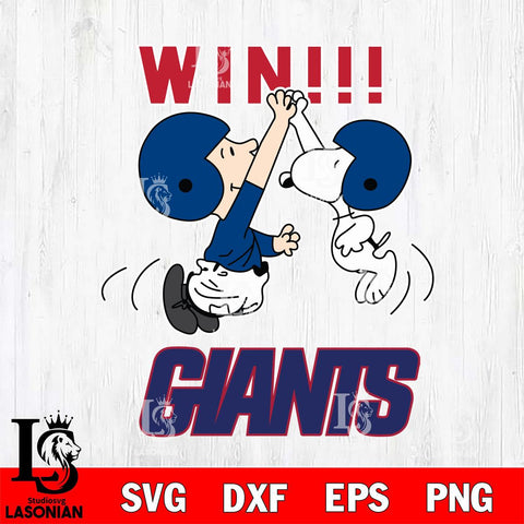 New York Giants Charlie Brown and Snoopy Win Svg Eps Dxf Png File, NFL svg , Digital Download , Instant Download, Cricut File