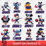 New York Giants Disney NFL Bundle Svg PNG 12 Svg Eps Dxf Png File, Digital Download